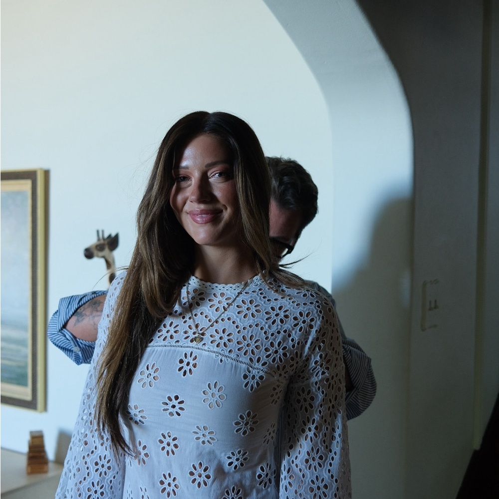 Doen White Eyelet Midi Dress with Bell Sleeves - Picture 3 of 3